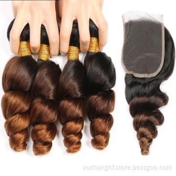 cuticle aligned hair Ombre 3tone Loose Wave bundle hair vendors raw indian hair Extension For Black Women